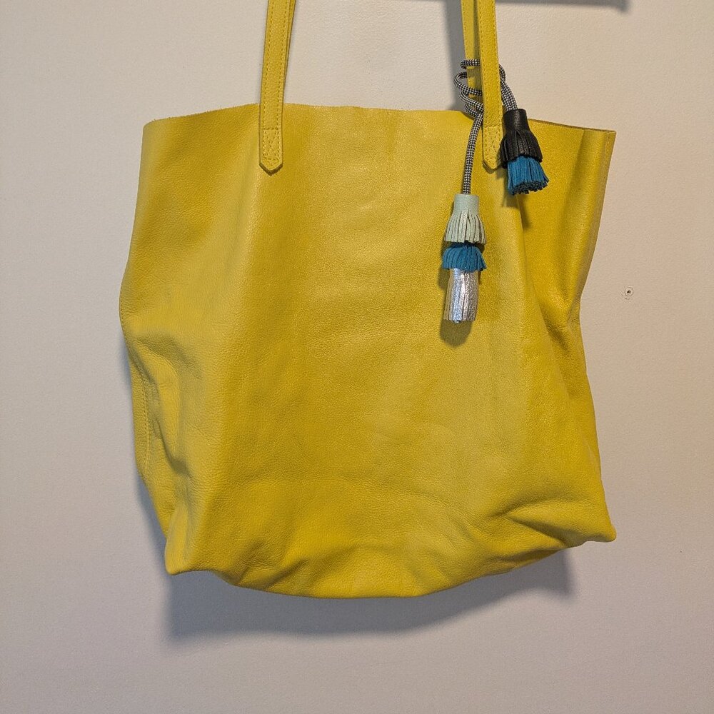 Yellow Leather Tote Bag